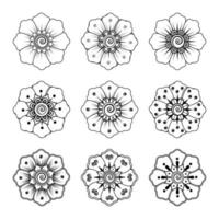 Circular pattern in the form of mandala with flower for henna vector