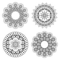 Circular pattern in the form of mandala with flower for henna vector