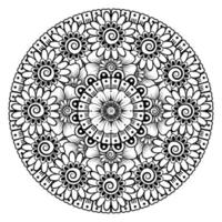 patrón circular en forma de mandala con flor para henna vector