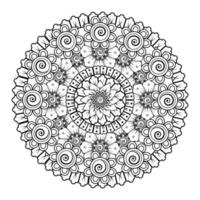 Circular pattern in the form of mandala with flower for henna vector