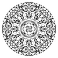 patrón circular en forma de mandala con flor para henna vector