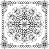 Circular pattern in the form of mandala with flower for henna vector