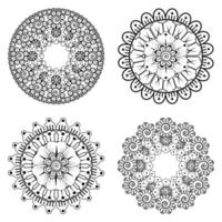 patrón circular en forma de mandala con flor para henna vector