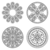 patrón circular en forma de mandala con flor para henna vector