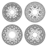 Circular pattern in the form of mandala with flower for henna vector