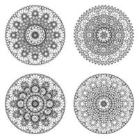 Circular pattern in the form of mandala with flower for henna vector