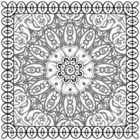 Outline square flower pattern in mehndi style for coloring book page vector