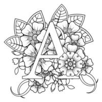 Letter A with Mehndi flower. decorative ornament. vector