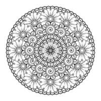 Circular pattern in the form of mandala with flower for henna. vector