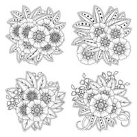 mehndi flower decorative ornament in ethnic oriental style vector