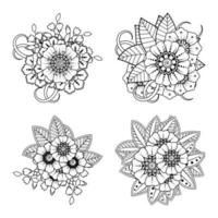 Adorno decorativo de flores mehndi en estilo étnico oriental vector