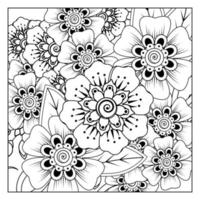 Adorno decorativo de flores mehndi en estilo étnico oriental vector