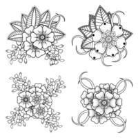 Adorno decorativo de flores mehndi en estilo étnico oriental vector