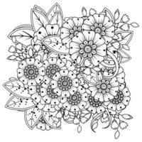 Adorno decorativo de flores mehndi en estilo étnico oriental vector