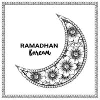 Ramadhan kareem with mehndi flower vector