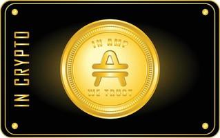 amp coin etiqueta de moneda criptográfica con color dorado vector