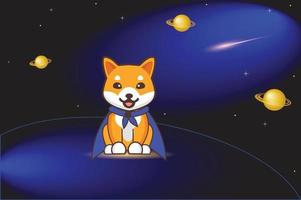 Baby doge to the moon background, crypto currency vector