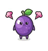 annoyed expression of the cute passion fruit cartoon character vector