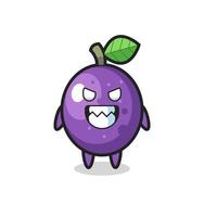 evil expression of the passion fruit cute mascot character vector