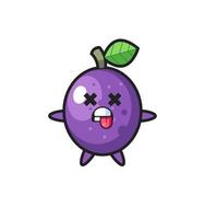 character of the cute passion fruit with dead pose vector