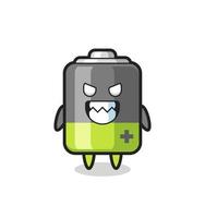 evil expression of the battery cute mascot character vector