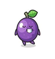 passion fruit cartoon illustration with a shy expression vector