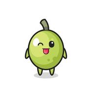 cute olive character in sweet expression while sticking out her tongue vector