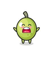 cute olive mascot with a yawn expression vector