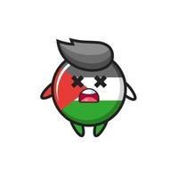 el personaje de la mascota de la insignia de la bandera de palestina muerta vector