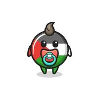 baby palestine flag badge cartoon character with pacifier vector