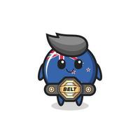 the MMA fighter new zealand flag badge mascot with a belt vector