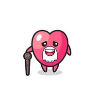 cute heart symbol grandpa is holding a stick vector