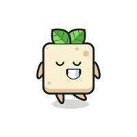 tofu cartoon illustration with a shy expression vector
