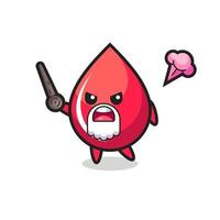 cute blood drop grandpa is getting angry vector