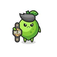 lime mascot character as a MMA fighter with the champion belt vector