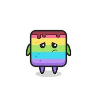 the lazy gesture of rainbow cake cartoon character vector