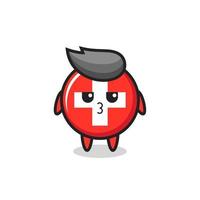 the bored expression of cute switzerland flag badge characters vector