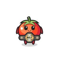 the MMA fighter tomatoes mascot with a belt vector