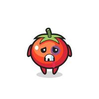 Personaje de tomates heridos con cara magullada vector