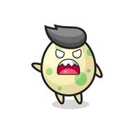 cute spotted egg cartoon in a very angry pose vector