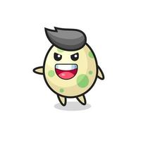 spotted egg cartoon with very excited pose vector