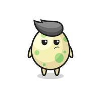 cute spotted egg character with suspicious expression vector