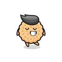 round biscuits cartoon illustration with a shy expression vector