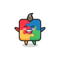 happy baby puzzle cartoon character vector