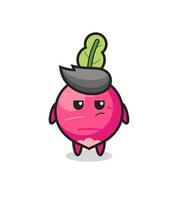 cute radish character with suspicious expression vector