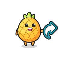 cute pineapple hold social media share symbol vector