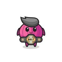 the MMA fighter onion mascot with a belt vector