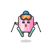 marshmallow mascot character as a ski player vector