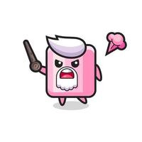 cute marshmallow grandpa is getting angry vector