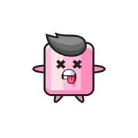 character of the cute marshmallow with dead pose vector
